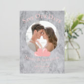 Rosa Herz-Foto Save the Date (Stehend Vorderseite)