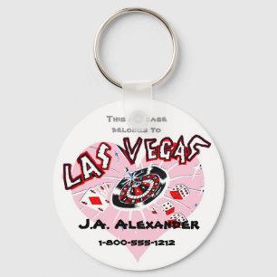 Rosa Herz-Gepäck Identifikation Las Vegass Schlüsselanhänger