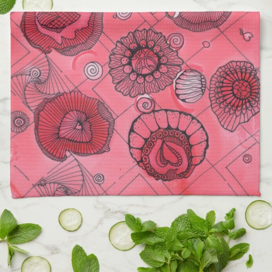 Rosa Herz-Geschirrtuch Geschirrtuch (Gefaltet)