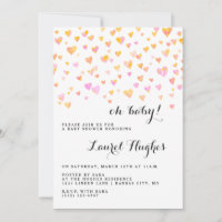 Rosa Herz Girl Babydusche Einladung