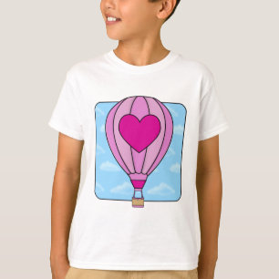 Rosa Herz-Heißluft-Ballon-T - Shirt