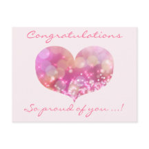 rosa Herz | Herzlichen Glückwunsch Abschluss Postc