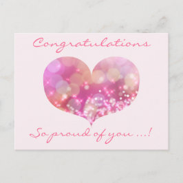 rosa Herz | Herzlichen Glückwunsch Abschluss Postc Ankündigungspostkarte
