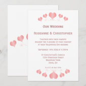Rosa Herz Hochzeitdesign Einladung (Vorne/Hinten)
