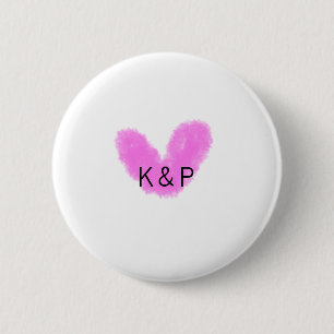 Rosa Herz Hochzeitsnadel Buchstaben Monogramm Button