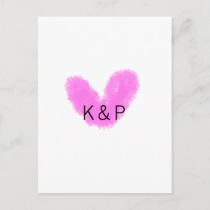 Rosa Herz Hochzeitspaar Name Buchstabe Monogramm Postkarte