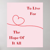 Rosa Herz Hoffnung Zitat Wandbild Poster (Vorne)