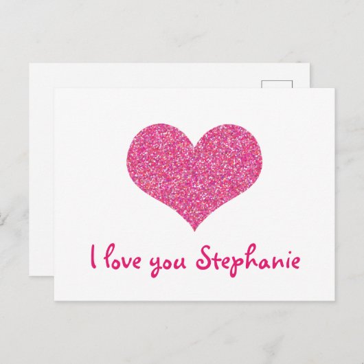 Rosa Herz I Liebe Ihr Mädchen Postkarte (Vorne/Hinten)