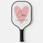 Rosa Herz I Liebe Pickleball Individuelle Name Schläger (Vorderseite)