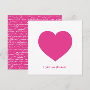 Rosa Herz Ich liebe dich, weil... Liebesbrief Spec Karte