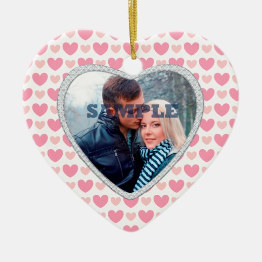 Rosa Herz-Imitate Diamant Valentine Fotovorlage Keramikornament (Vorne)