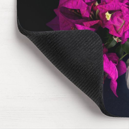 Rosa Herz in schwarz Mousepad (Ecke)