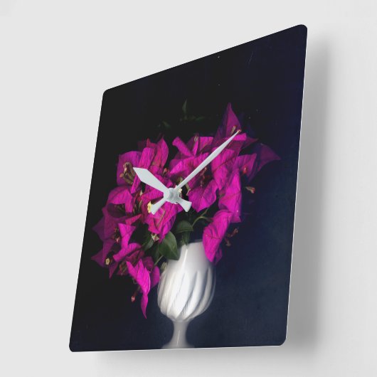 Rosa Herz in schwarz Quadratische Wanduhr (Winkel)