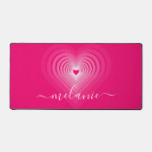 Rosa Herz-Individuelle Name Schreibtischunterlage (Vorderseite)