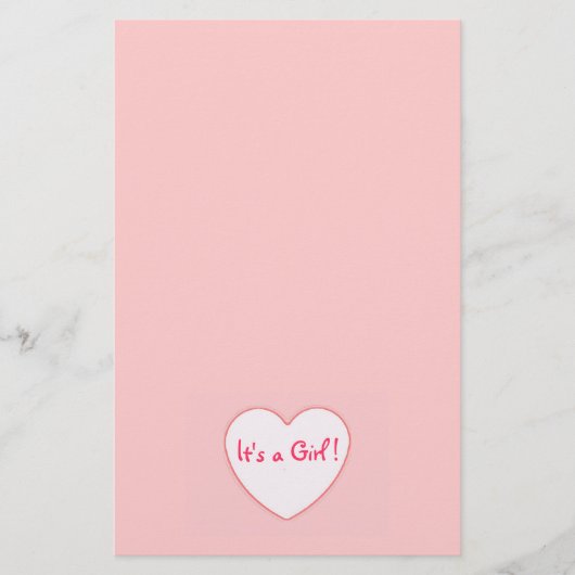 Rosa Herz ist es ein Mädchen Briefpapier (Vorderseite)