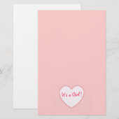 Rosa Herz ist es ein Mädchen Briefpapier (Vorne/Hinten)