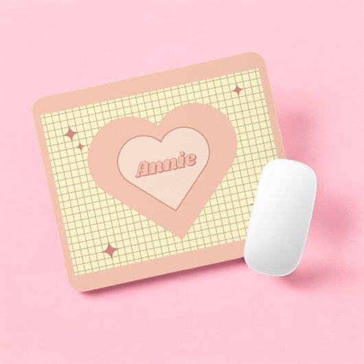 Rosa Herz Karomuster Valentinstag Mousepad