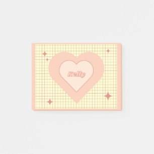 Rosa Herz Karomuster Valentinstag Post-it Klebezettel