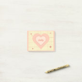 Rosa Herz Karomuster Valentinstag Post-it Klebezettel (Auf Schreibtisch)