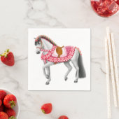 Rosa Herz Karussell Pferde Napkins Serviette (Beispiel)