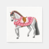 Rosa Herz Karussell Pferde Napkins Serviette (Vorderseite)