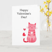 Rosa Herz-Katze Karte (Gelbe Blume)