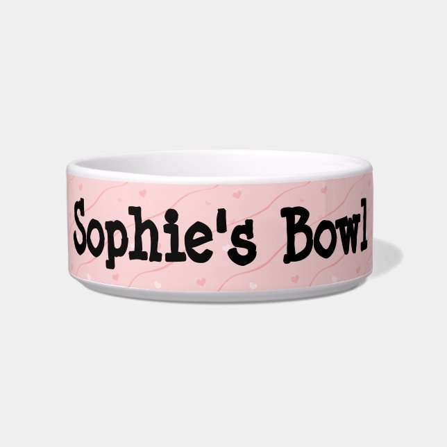 Rosa Herz Keramik Pet Bowl Napf (Vorderseite)