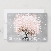 Rosa Herz Leaf Tree Save the Date (Vorderseite)