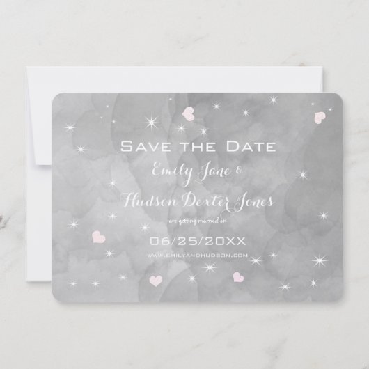 Rosa Herz Leaf Tree Save the Date (Rückseite)