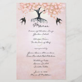 Rosa Herz Leaf Tree Wedding Menü (Vorderseite)