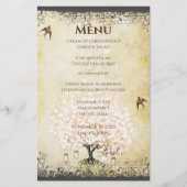 Rosa Herz Leaf Tree Wedding Menü (Vorderseite)