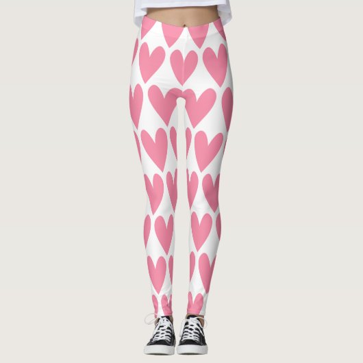 rosa Herz Leggings (Vorderseite)