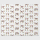 Rosa Herz Leopard Girly Bow Geburtstag Geschenkpapier (Flach)