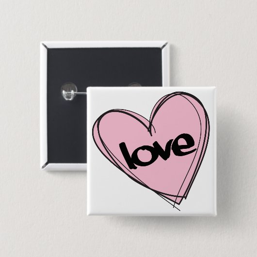 Rosa Herz (Liebe) Button (Vorne & Hinten)