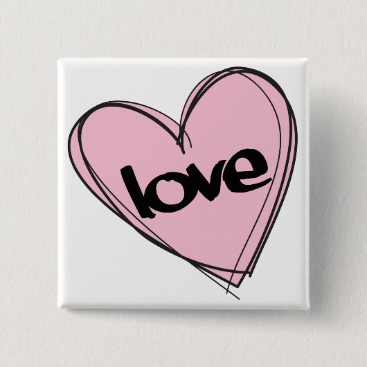 Rosa Herz (Liebe) Button (Vorderseite)