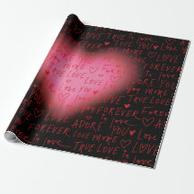 Rosa Herz Liebe - Geschenkpapier