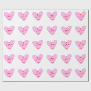 Rosa Herz Liebe glücklicher Valentinstag Text rot Geschenkpapier