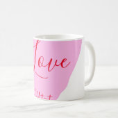 Rosa Herz Liebe glücklicher Valentinstag Text rot Kaffeetasse (VorderseiteRechts)