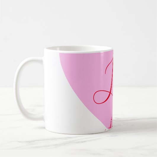 Rosa Herz Liebe glücklicher Valentinstag Text rot Kaffeetasse (Links)