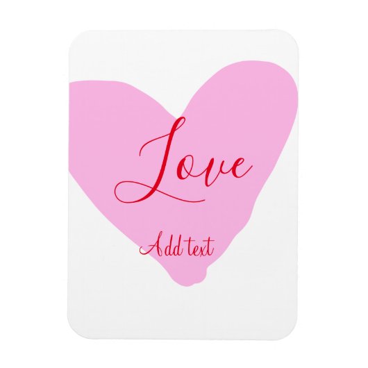 Rosa Herz Liebe glücklicher Valentinstag Text rot Magnet (Vertikal)