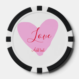 Rosa Herz Liebe glücklicher Valentinstag Text rot Pokerchips