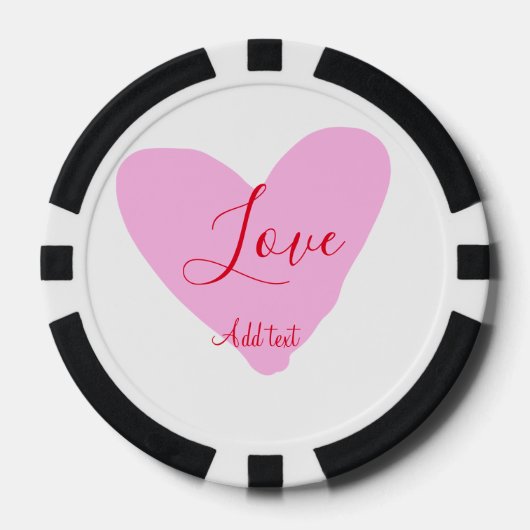Rosa Herz Liebe glücklicher Valentinstag Text rot Pokerchips (Vorderseite)