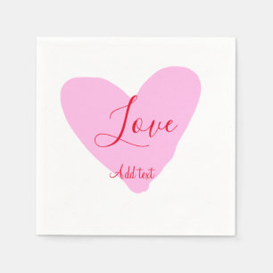 Rosa Herz Liebe glücklicher Valentinstag Text rot  Serviette