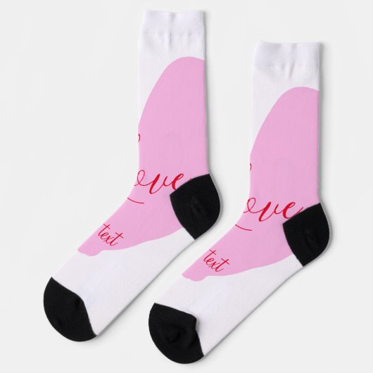 Rosa Herz Liebe glücklicher Valentinstag Text rot Socken (Linkes Detail)
