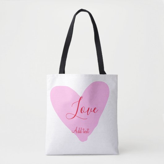Rosa Herz Liebe glücklicher Valentinstag Text rot Tasche (Vorderseite)