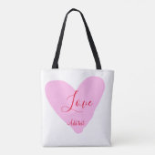 Rosa Herz Liebe glücklicher Valentinstag Text rot Tasche (Rückseite)