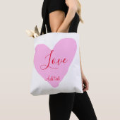 Rosa Herz Liebe glücklicher Valentinstag Text rot Tasche (Von Nahem)