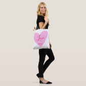 Rosa Herz Liebe glücklicher Valentinstag Text rot Tasche (Am Model)