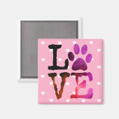 Rosa Herz Liebe Katze oder Dog Paw drucken Magnet (Vorderseite/Rückseite)