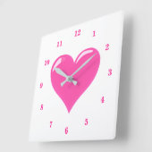 Rosa Herz - Liebe Quadratische Wanduhr (Winkel)
